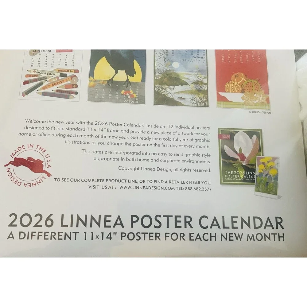 2026 Linnea Design Poster Calendar Collectible Wall Calendar Johanna Riley New